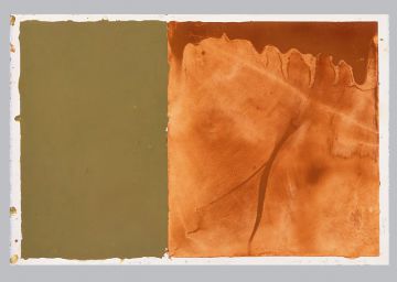 Extrait de série, monotype : rouille, pigments sur papier pressé à chaud 38/50cm 1994
